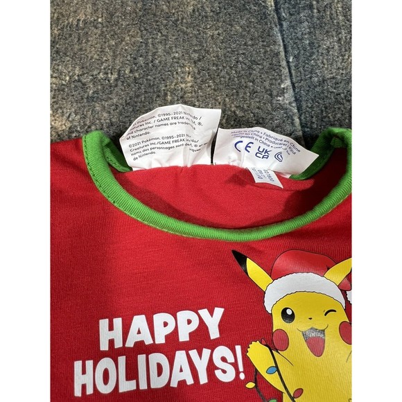 Build A Bear Workshop Stuffed Animal T Shirt! Happy Holidays Pikachu Pokémon Red - Picture 5 of 8